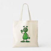 Tote Bag Alien Martien Vert aux Trois Yeux de Dessin Animé (Dos)