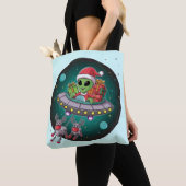 Tote Bag Alien Père Noël dans UFO (De près)