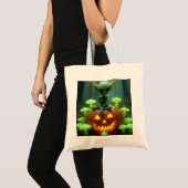 Tote Bag Alien vert à Halloween (Devant (produit))