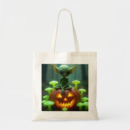 Tote Bag Alien vert à Halloween (Devant)
