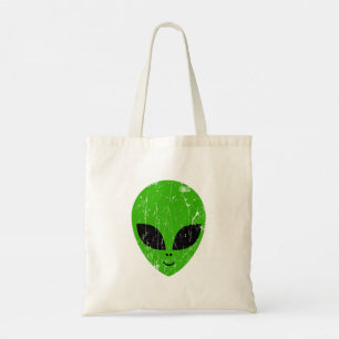 Tote Bag alien vert tête pour science-fiction extraterrest