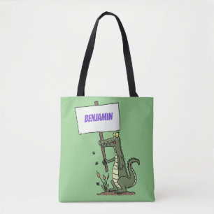 Tote Bag Aligator de crocodile drôle avec dessin animé
