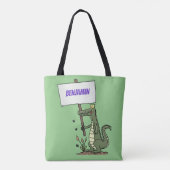 Tote Bag Aligator de crocodile drôle avec dessin animé (Dos)