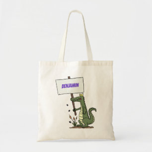 Tote Bag Aligator de crocodile drôle avec dessin animé