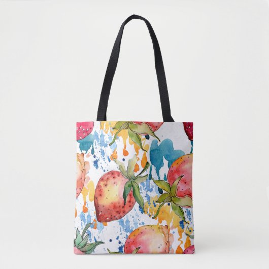 Tote Bag Alimentation saine fraise. Arrière - plan aquarell (Devant)