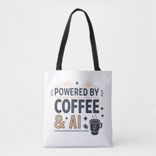 Tote Bag Alimenté par le Café & AI Retro Tech Vector
