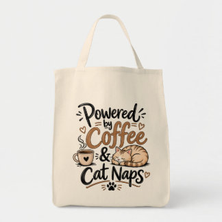 Tote Bag Alimenté par le Café & les Siestes de Chat