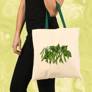 Tote Bag Aliments vintages, haricots verts biologiques Légu