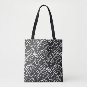 Tote Bag Alive Black and White Gallery Love Words Art