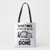 Tote Bag "All Day Doing Nothing" Funny Lazy Cat (Devant)