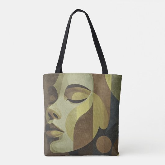 Tote Bag All-over Abstract Face Shoulder Tote (Dos)