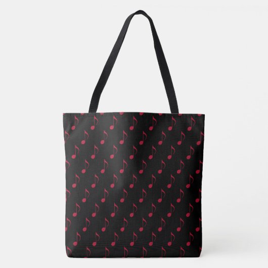 Tote Bag all_over_impression de notes de musique rouge en n (Devant)