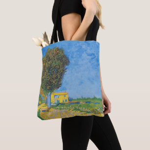 Tote Bag Allée ensoleillée vibrante & Maison jaune de Van G