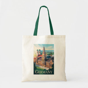 Tote Bag Allemagne Munich Illustration Voyage Art Vintage