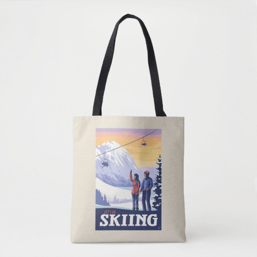Tote Bag Aller skier Vintage Imprimer (Devant)
