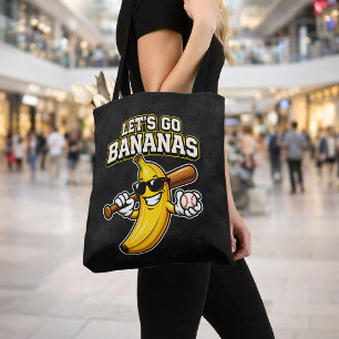 Tote Bag Allons Bananes Baseball Rétro Banane Drôle