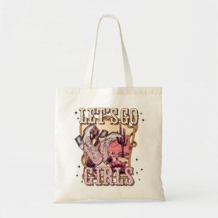 Tote Bag Allons voir la fille Cowgirl Western Retro Party
