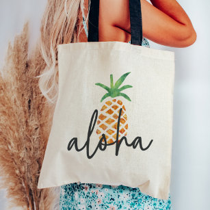 Tote Bag Aloha Aquarelle tropicale ananas