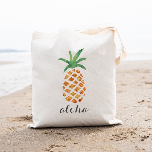 Tote Bag Aloha Aquarelle tropicale ananas