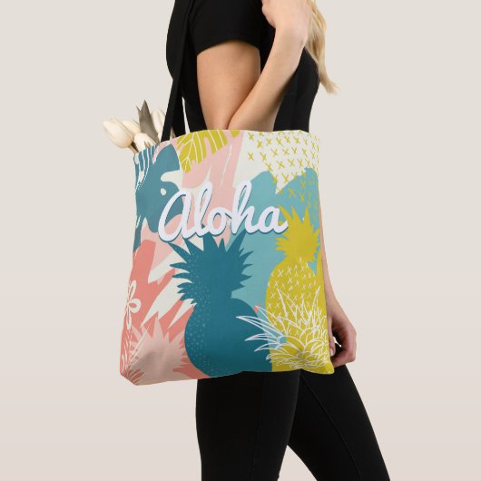 Tote Bag Aloha d'ananas tropical (De près)