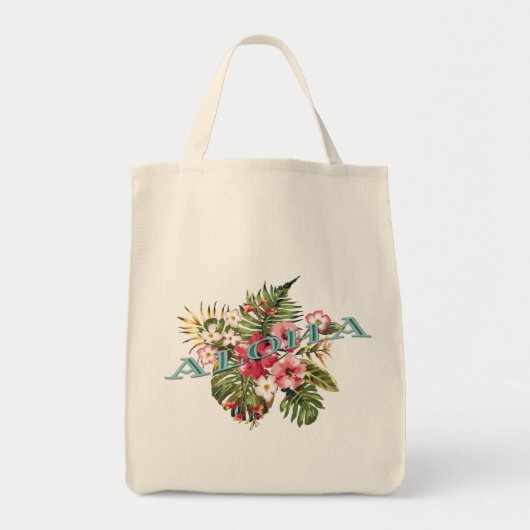 Tote Bag Aloha floral tropical (Devant)