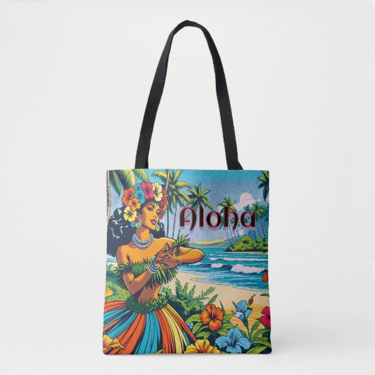 Tote Bag Aloha | Hawaii Hula Dancer sur la plage (Devant)