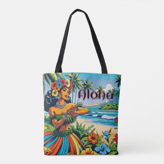 Tote Bag Aloha | Hawaii Hula Dancer sur la plage (Dos)