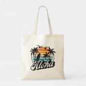 Tote Bag Aloha Hawaii Palm Tree Surf Réunion Vacay Retro Be (Dos)