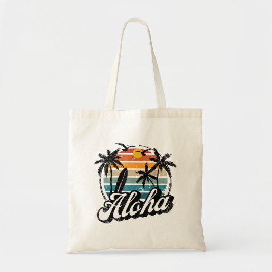 Tote Bag Aloha Hawaii Palm Tree Surf Réunion Vacay Retro Be (Devant)