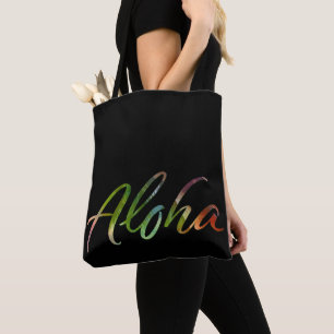 Tote Bag Aloha - lettrage tropical - nature d'Hawaï Hawai'