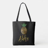 Tote Bag Aloha Tropical Hawaiian Mariage d'ananas noir (Dos)