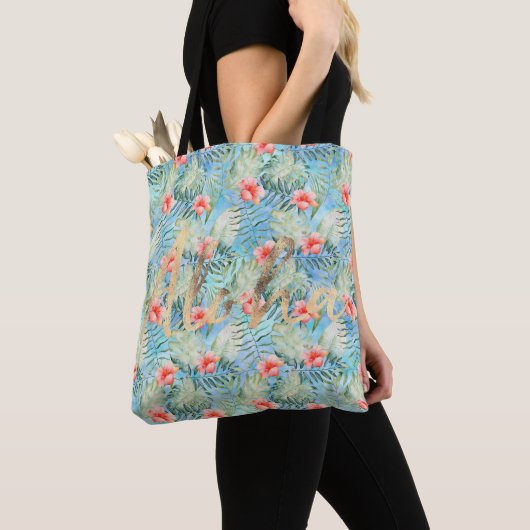 Tote Bag Aloha tropical Hibiscus Floral (De près)