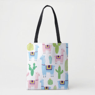 Tote Bag Alpacas et cactus colorés