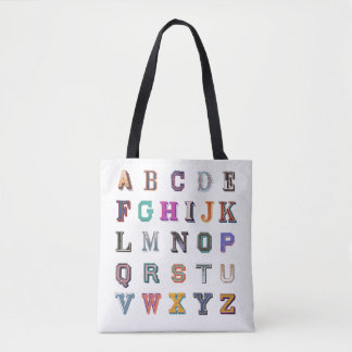 Tote Bag alphabet a-z vintage en gras
