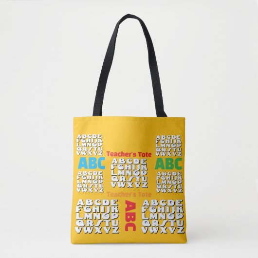 Tote Bag Alphabet arc-en-ciel jaune (Devant)