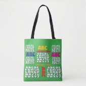 Tote Bag Alphabet Arc-en-ciel Vert (Devant)