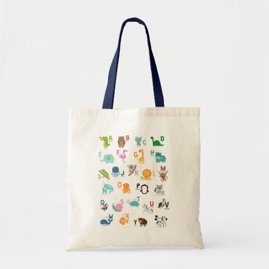 Tote Bag Alphabet de doodle animal (Devant)