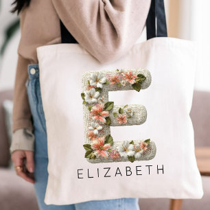 Tote Bag Alphabet de fleurs sauvages vintage pour la reconn