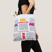 Tote Bag Alphabet des enseignants Blanc (De près)