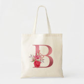 Tote Bag Alphabet d'or Rose Monogramme B Fleurs d'aquarelle (Devant)