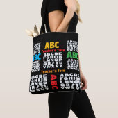 Tote Bag Alphabet noir des enseignants (De près)