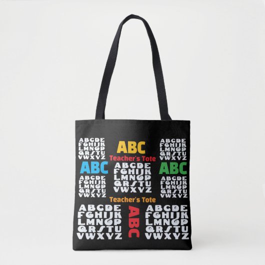 Tote Bag Alphabet noir pour enseignants (Devant)