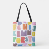 Tote Bag Alphabet rétro géométrique (Dos)
