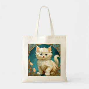 Tote Bag Alphonse Mucha Art Nouveau Chat Blanc