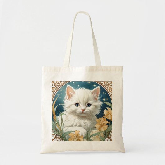 Tote Bag Alphonse Mucha Art Nouveau Kitten (Devant)