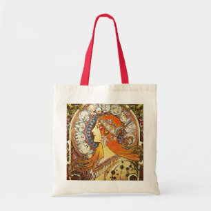 Tote Bag Alphonse Mucha La Plume Zodiac Art Nouveau Vintage