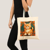 Tote Bag Alphonse Mucha Style Chat orange (Devant (produit))