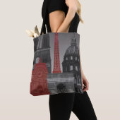 Tote Bag Altitudes de Paris par nuit - rouge (De près)