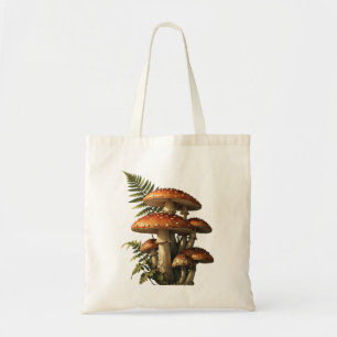 Tote Bag Amanites rouges avec fougère botanique