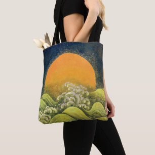 Tote Bag AMATÉRASU, GODDESS SOLEIL, Jaune Vert Noir